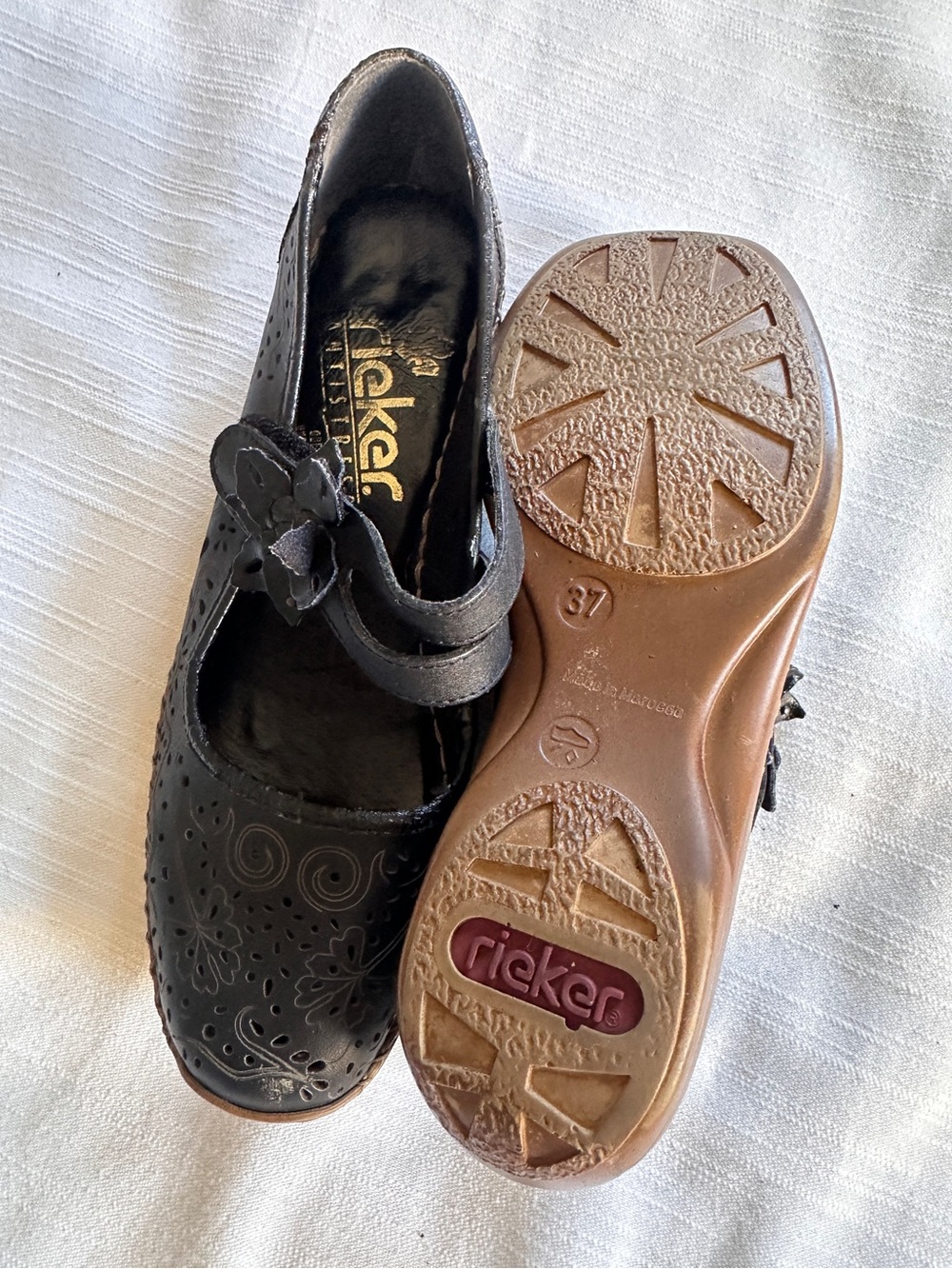 Rieker Antistress Black Leather Mary Jane Shoes | 37 - Picture 6 of 10